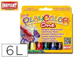 Témpera sólida Playcolor escolar 6 barras 10g. colores surtidos